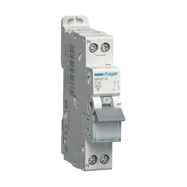 DISJONCTEUR HAGER  - 1P+N - 10A - VIS/VIS - Réf : MFN710