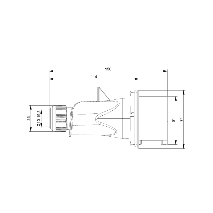 Digital - Fiche mâle 3P+N+T 16A - 380V - IP44 - 51316 (03103)