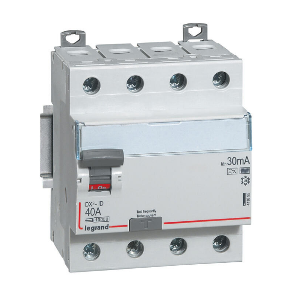 Legrand - Inter diff DX3 - ID 4P 40A - 30mA - F - Réf : 411695