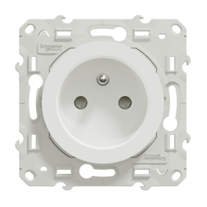 Schneider - Odace 2011 - Prise de courant - 2P+T - 16A - 250V - Bornes auto - Blanc - Réf : S520059