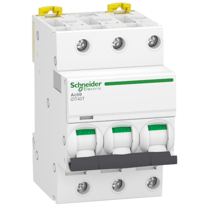 Schneider - Acti9 iDT40T - disjoncteur modulaire - 3P - 40A - courbe C - 4500A/6kA - A9P22340