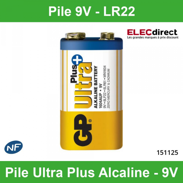 Pile carrée GP Batterie Super Alcaline 9V type 6LR61