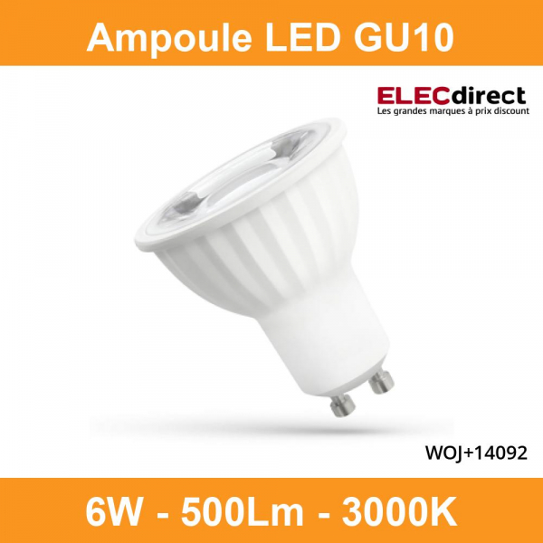 Spectrum - Ampoule LED GU10 6W - A++ - Angle 45° - 3000K - 500lm - Réf :  WOJ+14092 - ELECdirect Vente Matériel Électrique