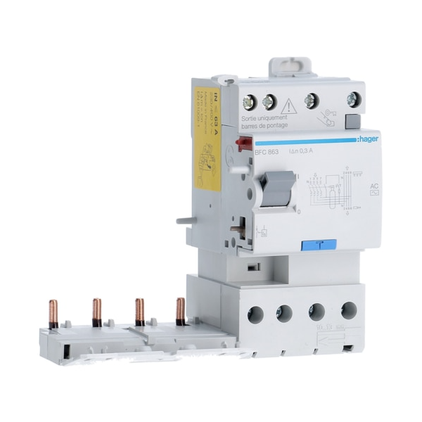 HAGER - Bloc différentiel double sortie 4P 63A 300mA type AC - BFC863