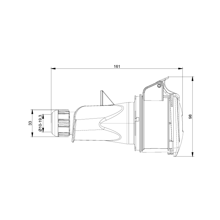 Digital - Fiche femelle 3P+N+T 16A -380V - IP44 - Réf : 51416 (03203)