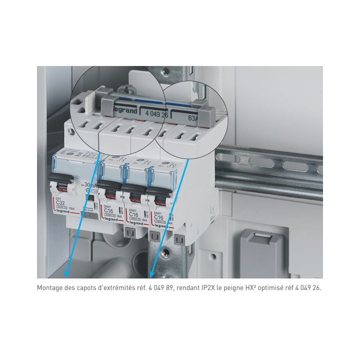 Legrand - Capot d'extrémités pour peignes HX3 - Réf : 404989