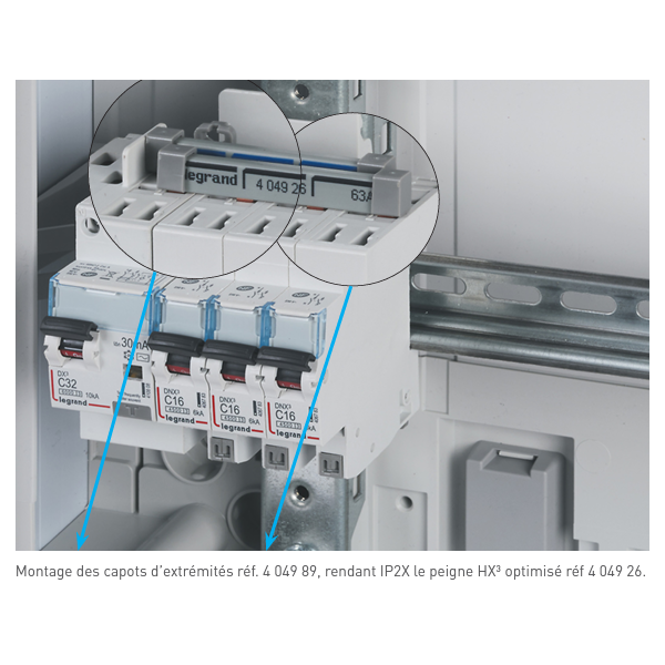 Legrand - Capot d'extrémités pour peignes HX3 - Réf : 404989