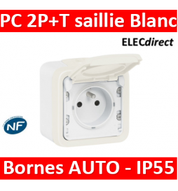 Legrand Plexo - Prise de courant 2P+T 16A 230V - IP55/IK07 - Blanc - 069689+069621