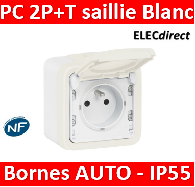 Prise Étanche IP44 Artezo 16A Blanc - Pour Cuisine, Salle De Bain, Extérieur