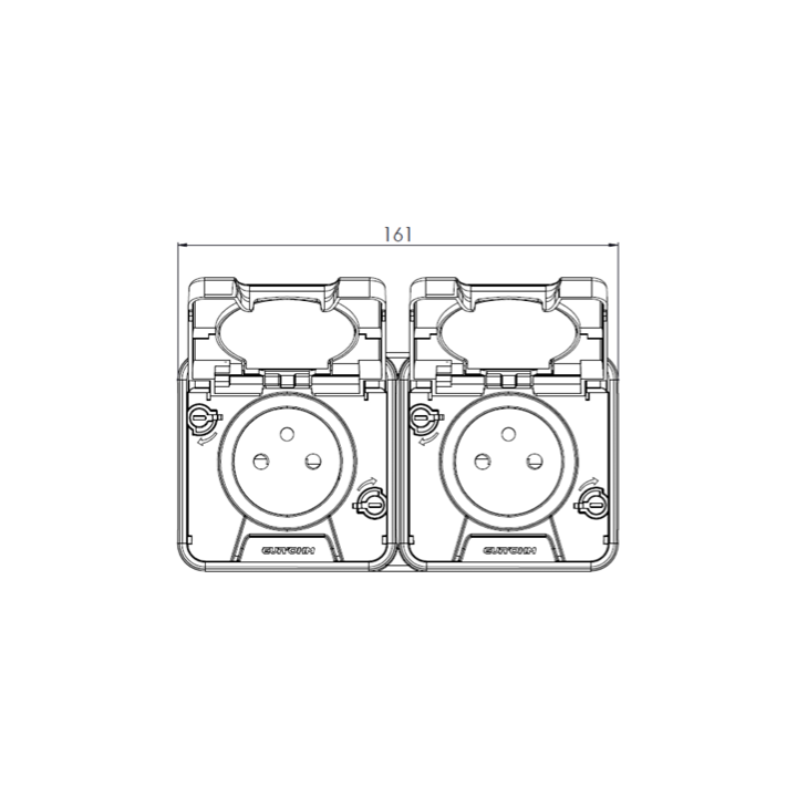 Eur'Ohm - OXXO - Double prise 2P+T horizontale - Saillie - IP55 - IK08 - Connexion automatique - Anthracite - Réf : 60841