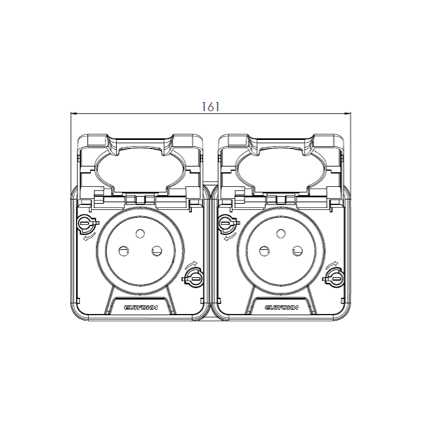 Eur'Ohm - OXXO - Double prise 2P+T horizontale - Saillie - IP55 - IK08 - Connexion automatique - Anthracite - Réf : 60841