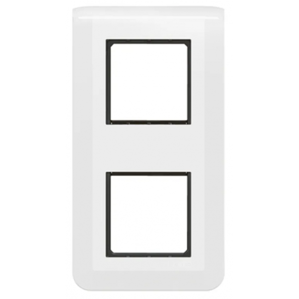 Legrand Mosaic - Plaque 2 x 2 modules + support - 2 postes - vertical - 277822L+080252