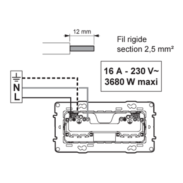 Legrand - Dooxie - Double prise de courant 2P+T Surface précâblées - 16A - 250V - Blanc - Réf : 600332