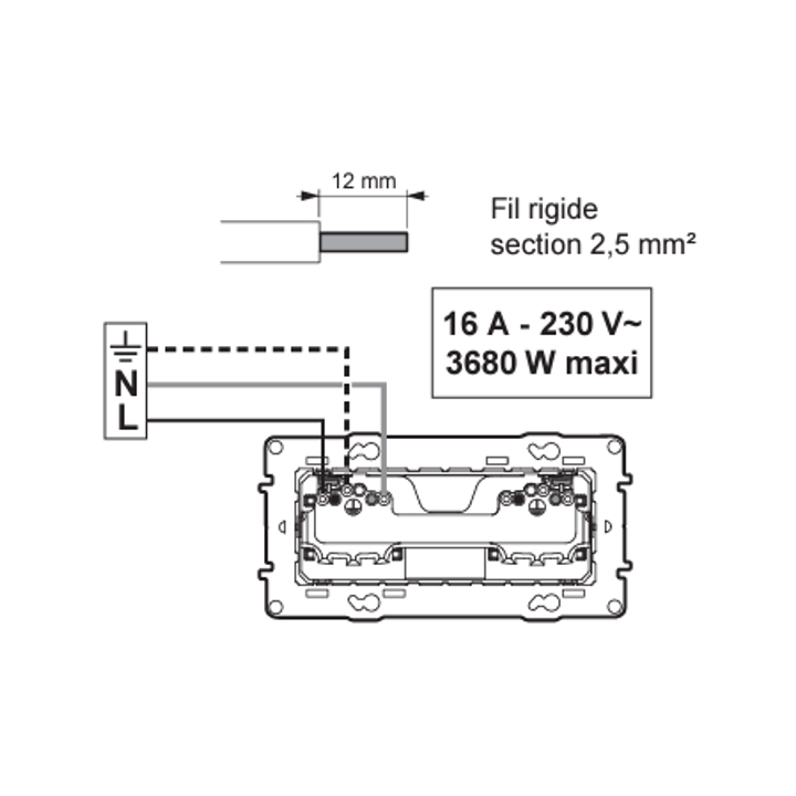 Legrand - Dooxie - Prise 2P+T double pré-câblé + Plaque - Blanc - Ref. : 600332 + 600802