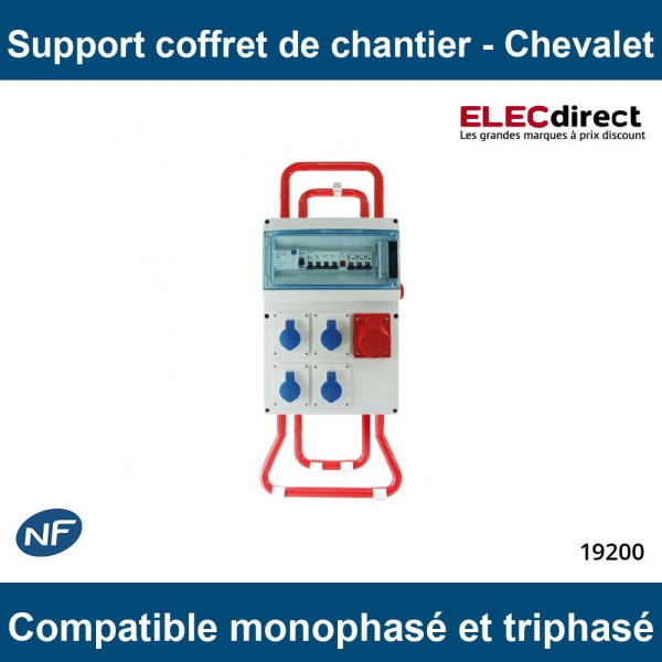 Eur'Ohm - Support de coffret de chantier - Type chevalet pliable - Réf : 19205