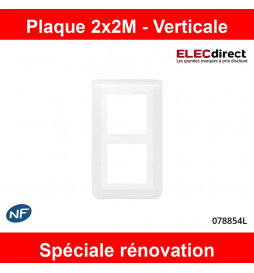 Plaque pour prise et interrupteur Legrand Mosaic - 2x2 modules - horizontal  - blanc