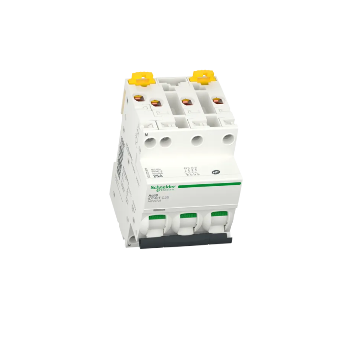 Schneider - Acti9 iDT40T - disjoncteur modulaire - 3P+N - 25A - courbe C - 4500A/6kA - A9P22725