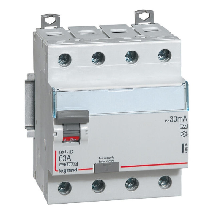 Legrand - Inter diff DX3 - ID 4P 63A - 30mA - A - Réf : 411676