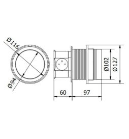 GTV Lighting - Multiprise encastrable COMFORT Ø100 - 3 x 2P+T + 2 x USB-A -Réf.: AE-BPW3U100U-53