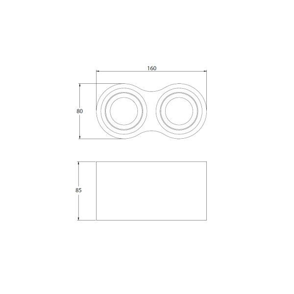 GTV Lighting - Plafonnier AVEIRO 2xGU10 - Blanc - 230V - Réf : OS-AV80160OK2-10
