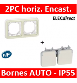 Legrand Plexo - Prises 2x2P+T horizontal précâblées Plexo encastré blanc - 16 A - 250 V - 069642+069694