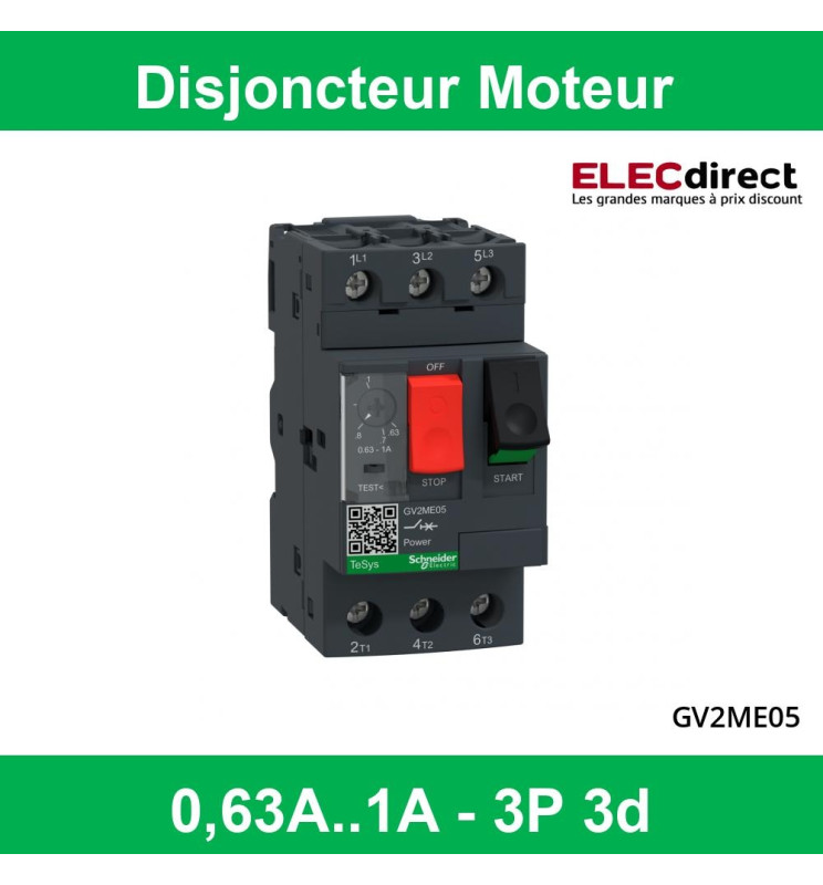 Disjoncteur Moteur GV2-ME06C 1-1.6A - Protection Court-Circuit Et Surcharge AC690V
