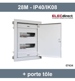 Digital electric - Coffret encastré vide - IP40 porte métal extra plate - 2 rangées - 28 mod - 07434