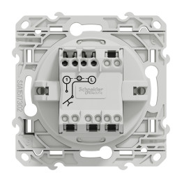 Schneider - Odace - Bouton poussoir - blanc - lumineux LED bleu - 10A - 250V - Réf : S520276