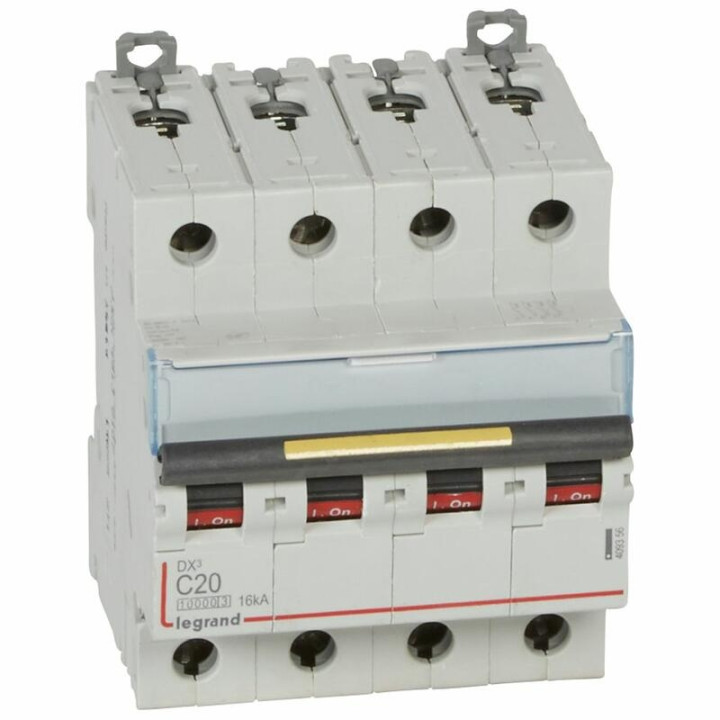 Legrand - Disjoncteur 4P 16kA - courbe C - 20A - Réf : 409356