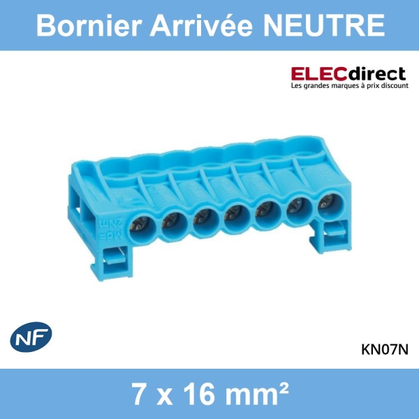 HAGER - Bornier arrivée NEUTRE cage 7x16 mm² - Réf : KN07N - ELECdirect  Vente Matériel Électrique