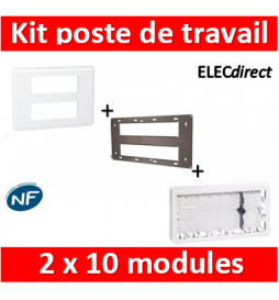 Legrand Mosaic - Kit poste de travail 2 x 10 modules - Blanc
