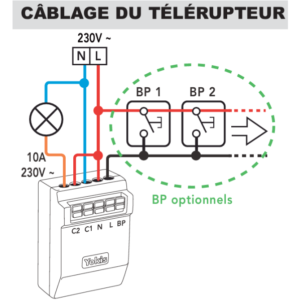 Yokis - Power - Télérupteur Temporisable Radio - 2000W - Réf : MTR2000ERP