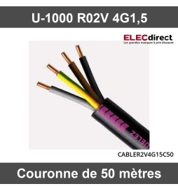 Cable électrique basse tension 3G1.5 - RO2V utilisation intérieur