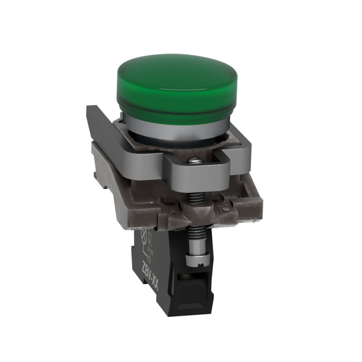 Schneider - Harmony XB4 - Voyant lumineux rond Ø22 - IP66 - vert - LED intégrée - 24V - Réf : XB4BVB3
