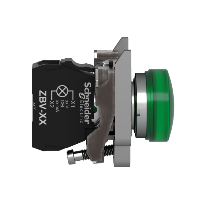 Schneider - Harmony XB4 - Voyant lumineux rond Ø22 - IP66 - vert - LED intégrée - 24V - Réf : XB4BVB3