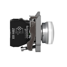 Schneider - Harmony XB4 - Voyant rond Ø22 - IP66 - Blanc - LED intégrée - 24V - Réf : XB4BVB1