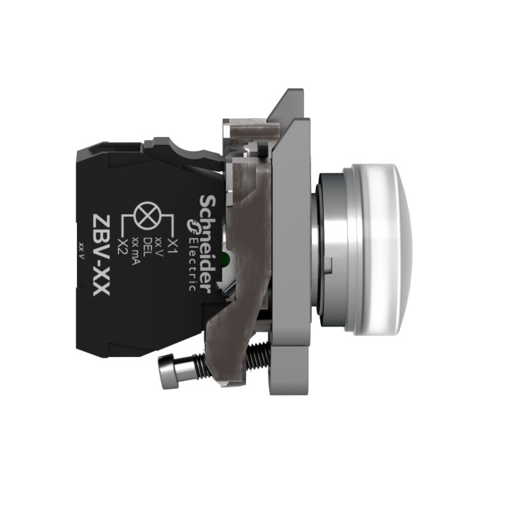 Schneider - Harmony XB4 - Voyant rond Ø22 - IP66 - Blanc - LED intégrée - 24V - Réf : XB4BVB1