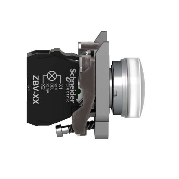 Schneider - Harmony XB4 - Voyant rond Ø22 - IP66 - Blanc - LED intégrée - 24V - Réf : XB4BVB1