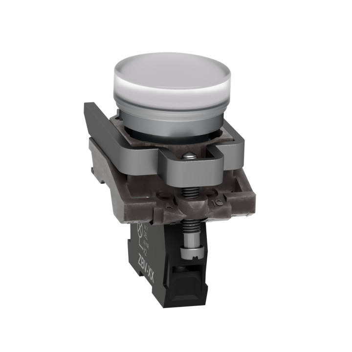 Schneider - Harmony XB4 - Voyant rond Ø22 - IP66 - Blanc - LED intégrée - 24V - Réf : XB4BVB1