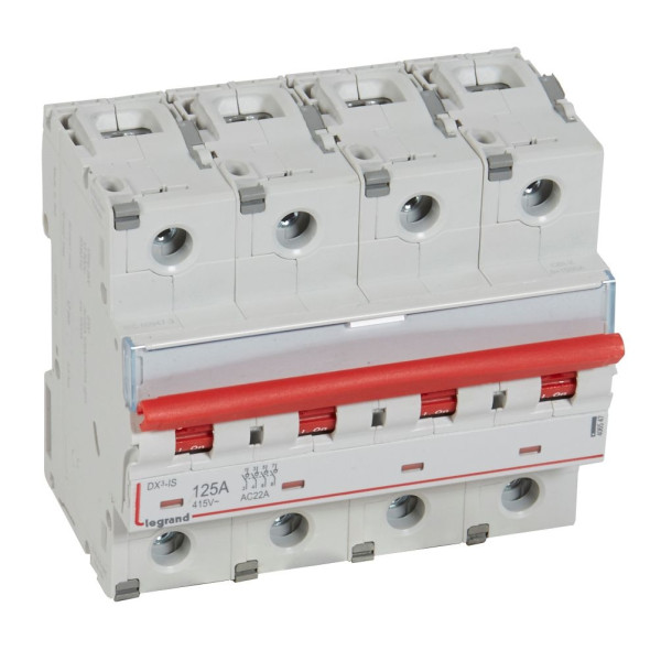 Legrand - Inter-sectionneur de tête DX3-IS -vis/vis- à déclenchement- 4P -400 V~- 125A -6M - 406547