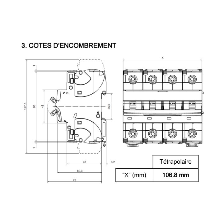 Legrand - DX3 - Interrupteur-sectionneur à déclenchement 125A - 4P - 6 Modules - Réf : 406547