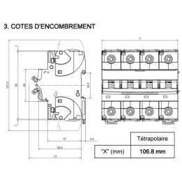 Legrand - DX3 - Interrupteur-sectionneur à déclenchement 100A - 4P - 6 Modules - Réf : 406546