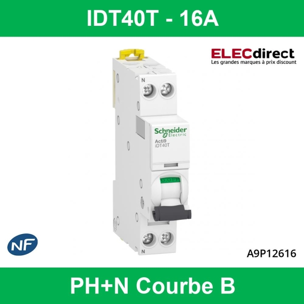 Schneider Electric R9EFD620 Resi9 XE - disjoncteur modulaire - 1P+N - 20A -  courbe D - embrochable