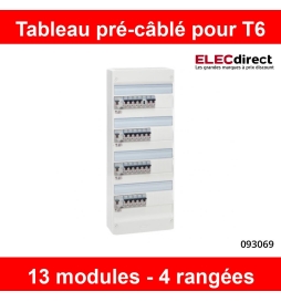 Digital Electric - Tableau Électrique Pré-câblé - 3 rangées 13 modules pour  logement T1-T2 - Réf : 31624