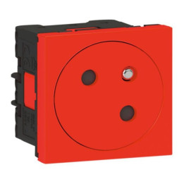 Legrand - Prise de courant 2P+T 16A Surface - Bornes auto - Rouge - Mosaic - Réf : 077118L