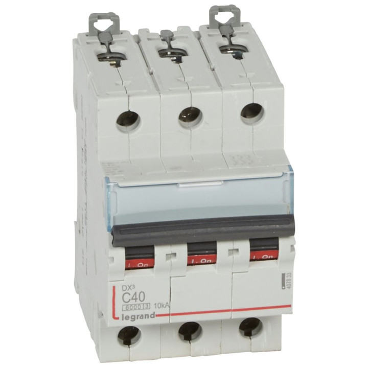 Legrand - Disjoncteur - 3P - 40A - Courbe C - DX3 6000/10kA - Vis/Vis - Réf : 407833