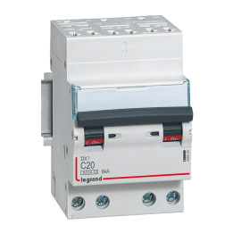 Legrand - Disjoncteur 4P DX3 20A - 6kA - Auto/Vis - Courbe C - Réf : 406920
