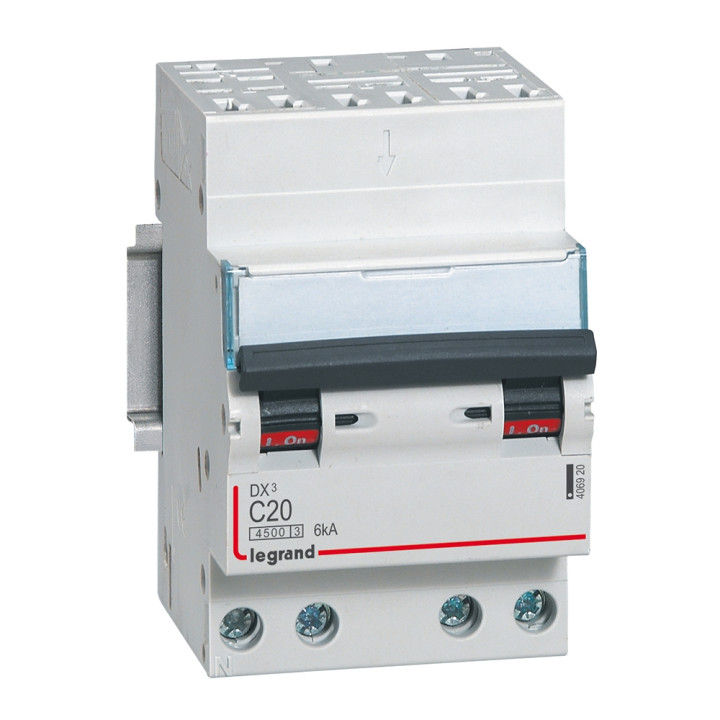 Legrand - Disjoncteur 4P DX3 20A - 6kA - Auto/Vis - Courbe C - Réf : 406920