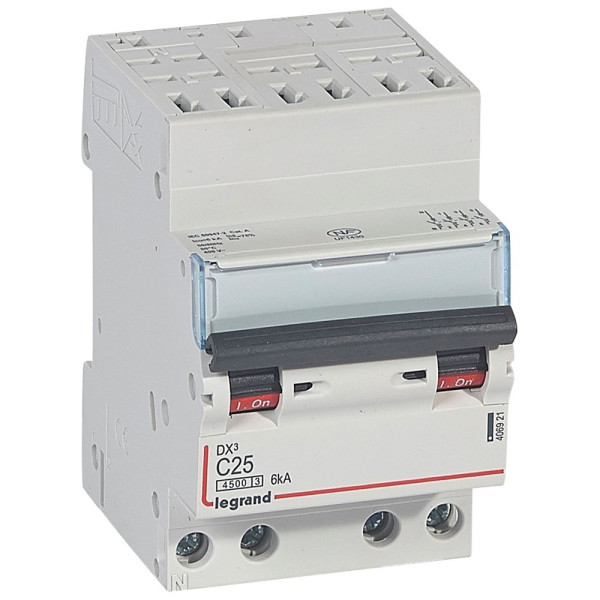 Legrand - Disjoncteur 4P DX3 25A - 6kA - Auto/Vis - Courbe C - Réf : 406921