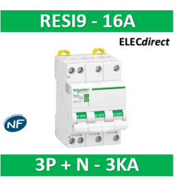 Schneider RESI9 - disjoncteur modulaire - 3P+N - 16A - courbe C - peignable - R9PFC716